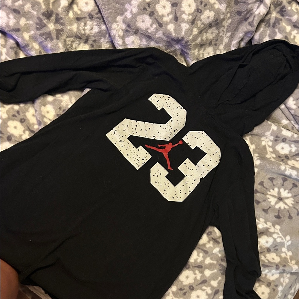 Jordan Black Hoodie with Red and White Accents